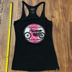 FMF Racing Women's Black & Pink Racerback Tank Top Pink Motorcycle Graphic